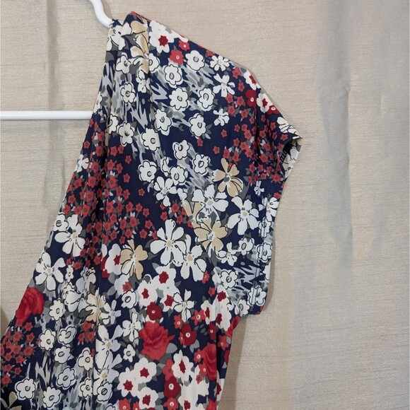 Kaileigh Floral Faux Wrap Dress Navy Red Size XLarge Dark Fairy Whimsygoth - Picture 7 of 10